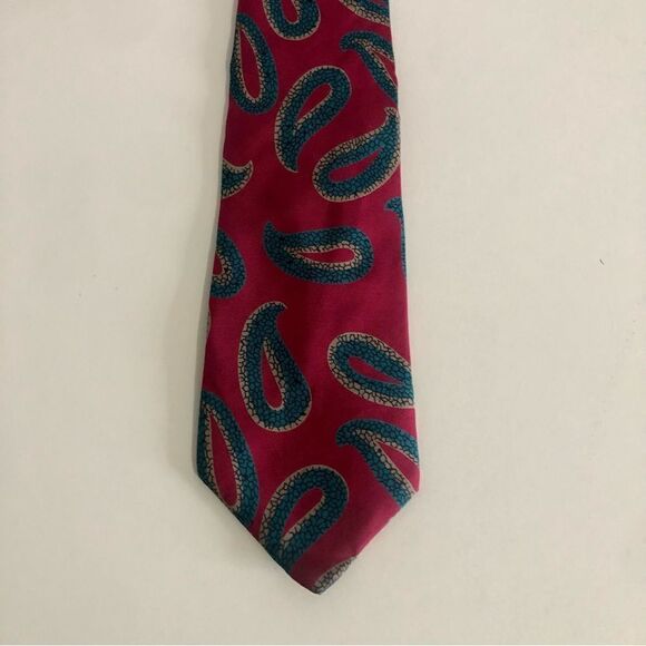 Vintage GIVENCHY Monsieur Silk Burgundy Paisley Necktie - Picture 2 of 7